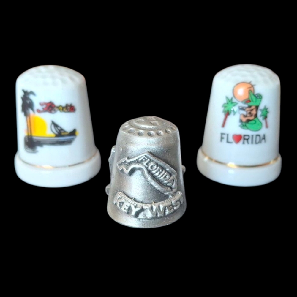 Vintage Florida Souvenir Thimble Set